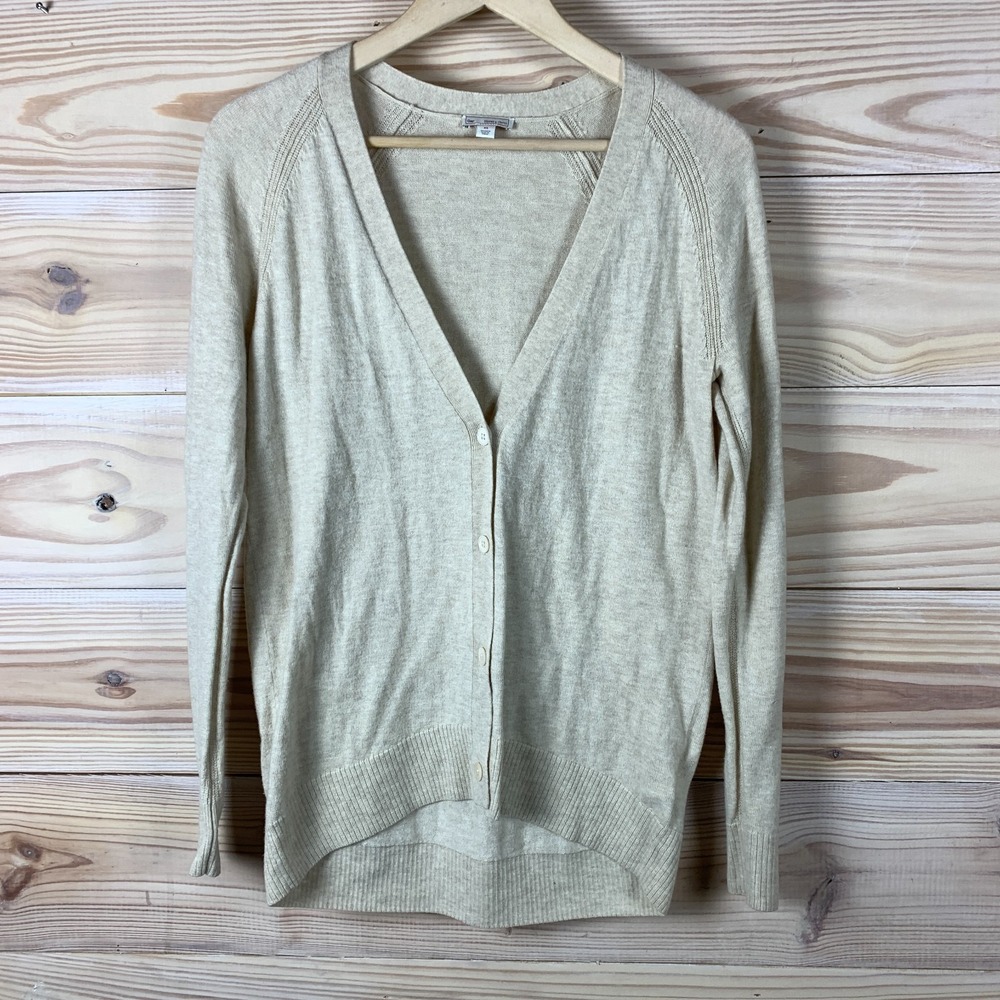Gap Cardigan Sweater‎ Womens XS Beige Merino Wool Blend Lightweight